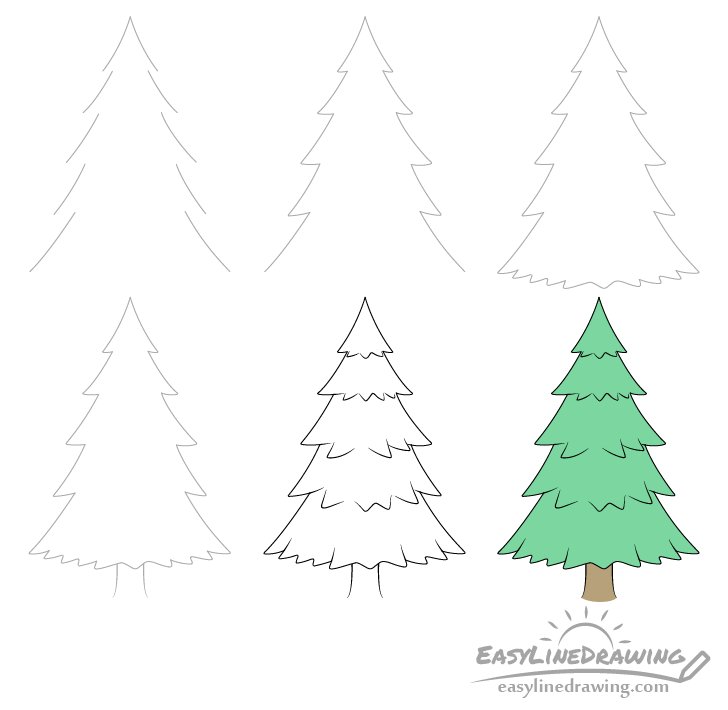 Fir Tree Drawing Realistic - Drawing Skill