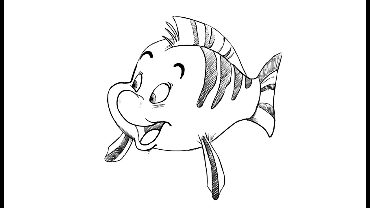 Recently found 1987 draft drawing of Flounder from The Little Mermaid. :  r/disney