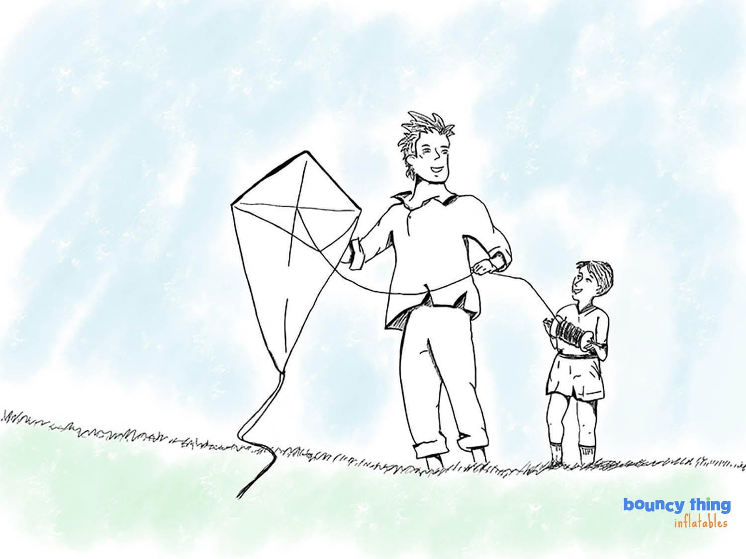 Flying Kite Drawing Beautiful Art