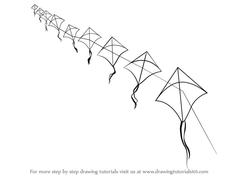 Flying Kite Drawing Best