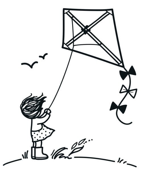Flying Kite Drawing High-Quality