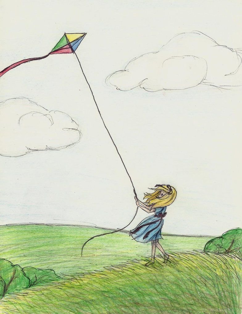 Flying Kite Drawing Image