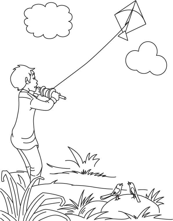 Flying Kite Drawing Sketch