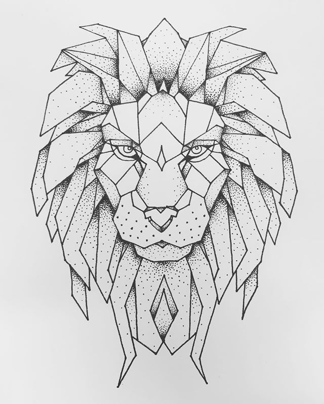 Geometric Lion Art Drawing