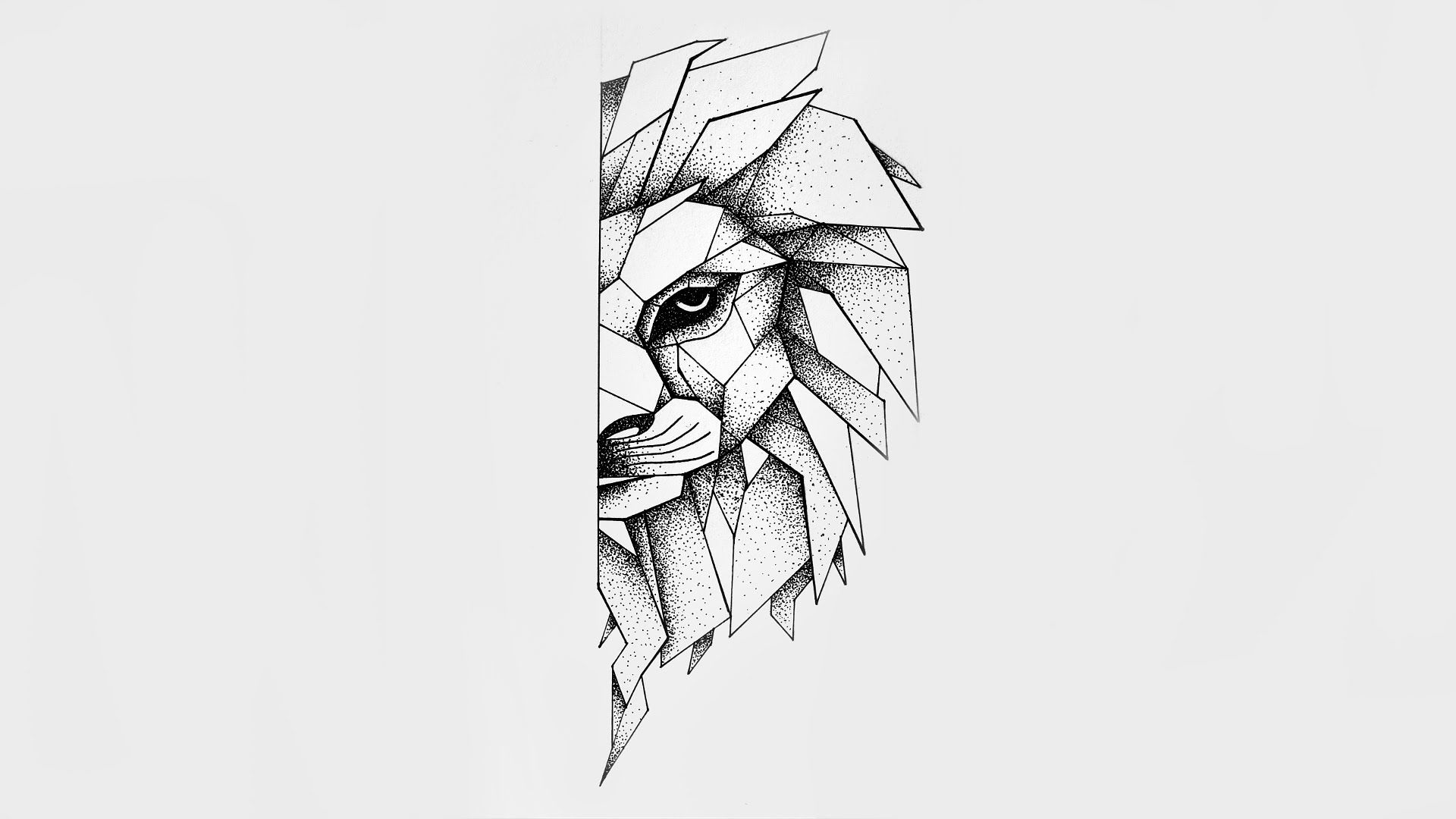 Geometric Lion Drawing Art
