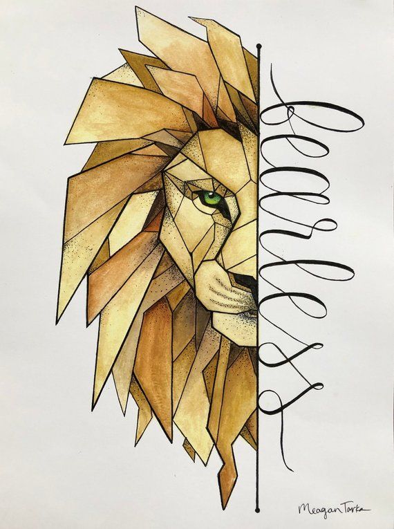 Geometric Lion Drawing Beautiful Art