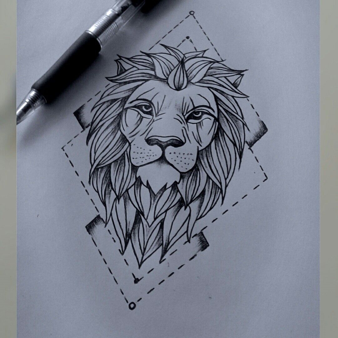 Geometric Lion Drawing Beautiful Image