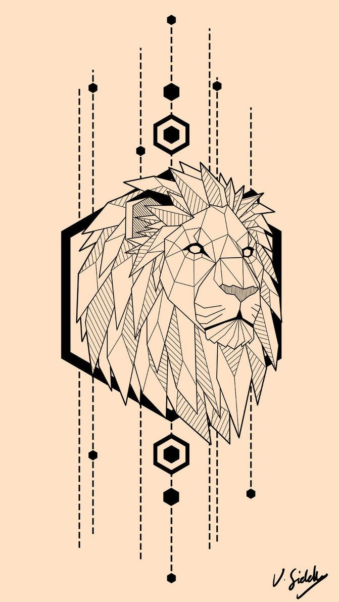 Geometric Lion Drawing Best
