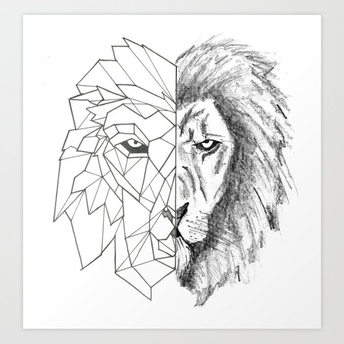 Geometric Lion Drawing Creative Art