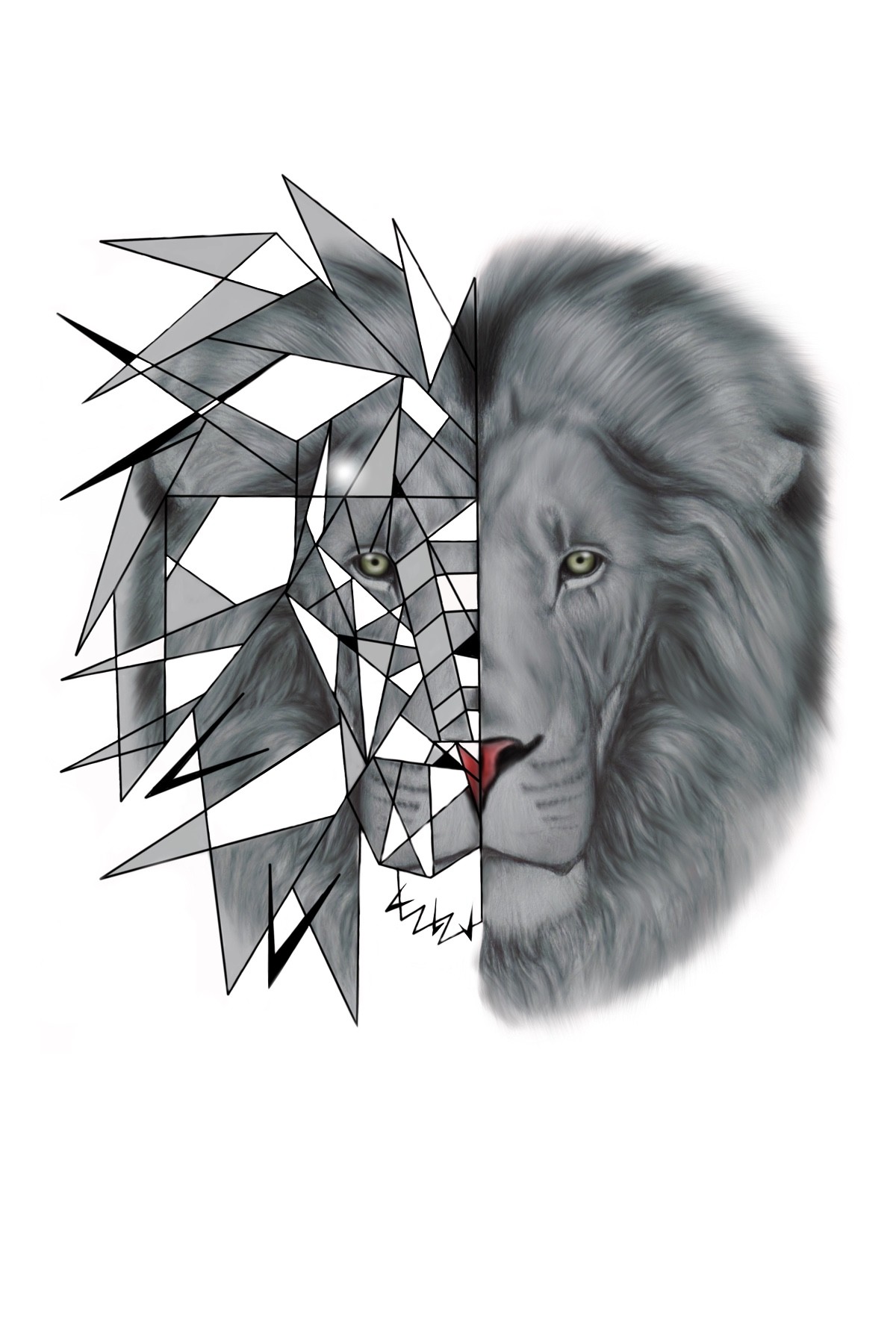 Geometric Lion Drawing High-Quality