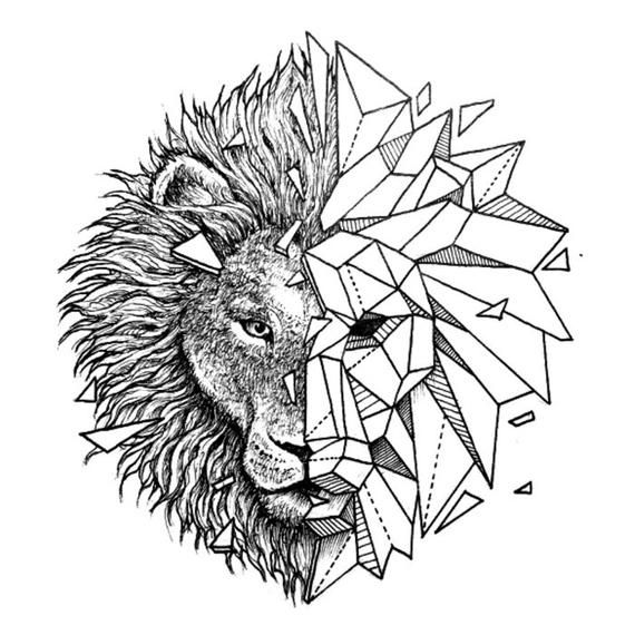 Geometric Lion Drawing Image