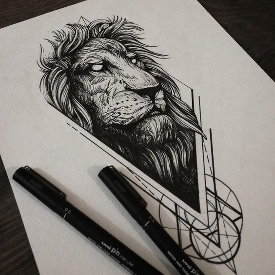 Geometric Lion Drawing Photos