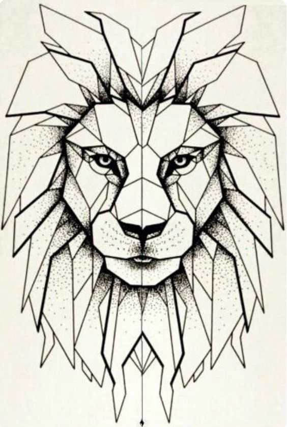 Geometric Lion Drawing Sketch