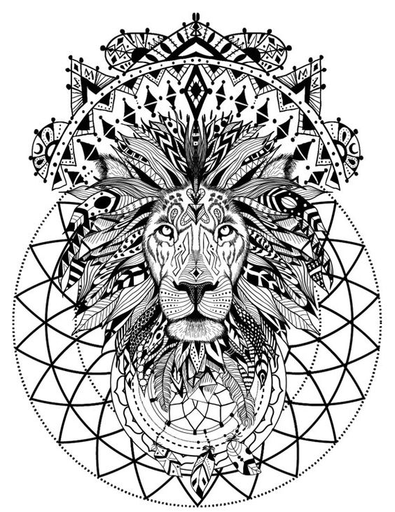 Geometric Lion Face Drawing Beautiful Image