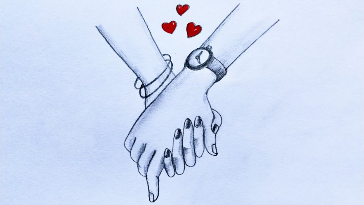 Holding Hands Drawing High-Quality