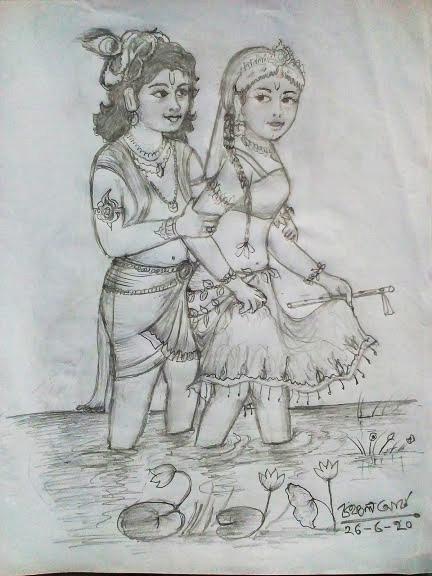 Krishna Radha Drawing