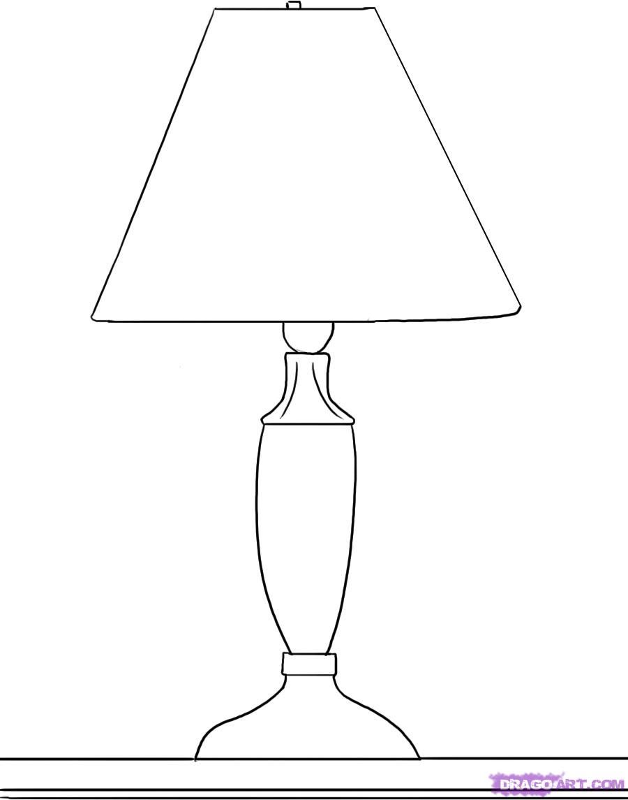 Lamp Drawing Photo Skill, How To Draw Table Lamp With Design