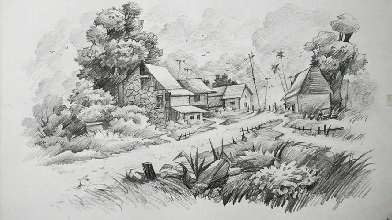 Landscape Sketch Drawing Realistic