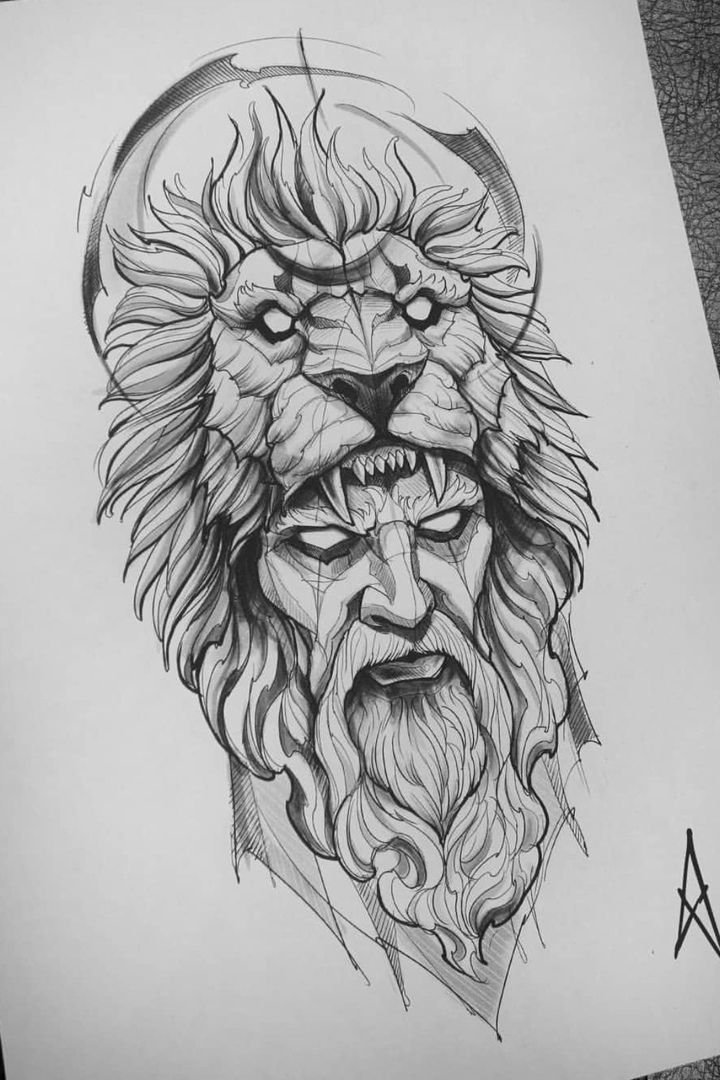 lion tattoo drawing