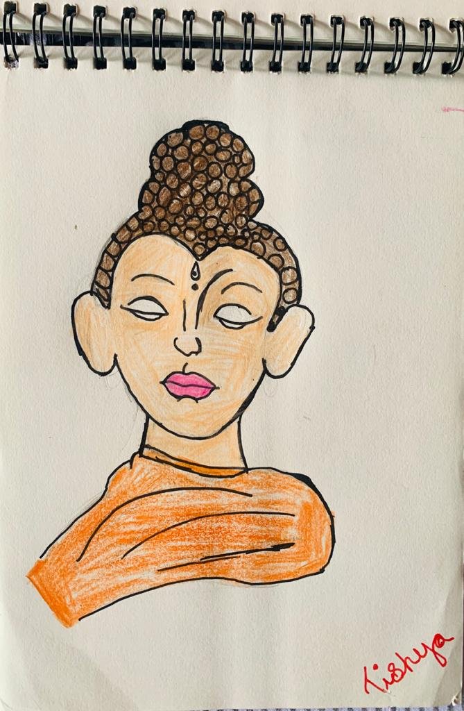 Lord Buddha Colored Drawing