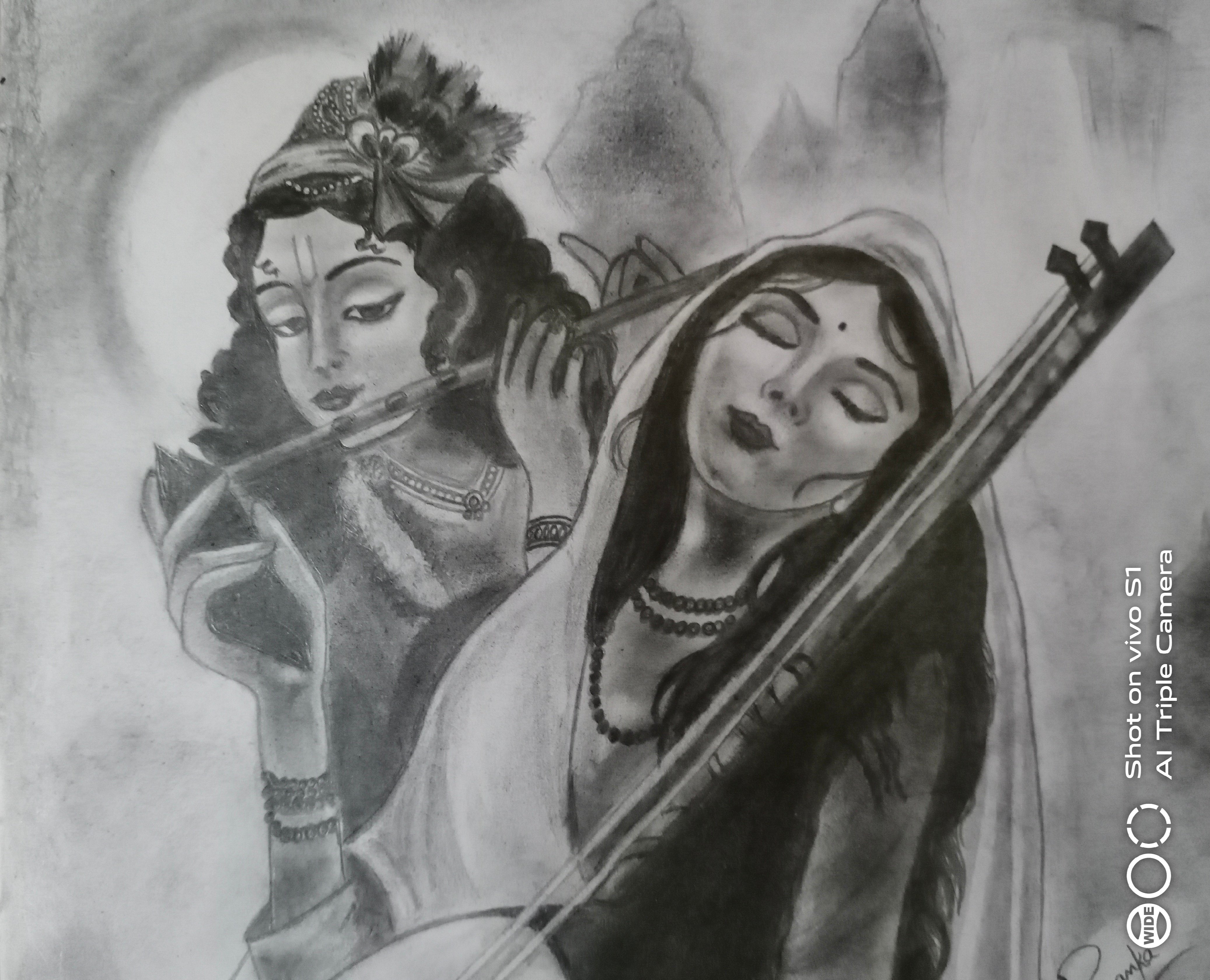 Lord Krishna Sketch Drawing