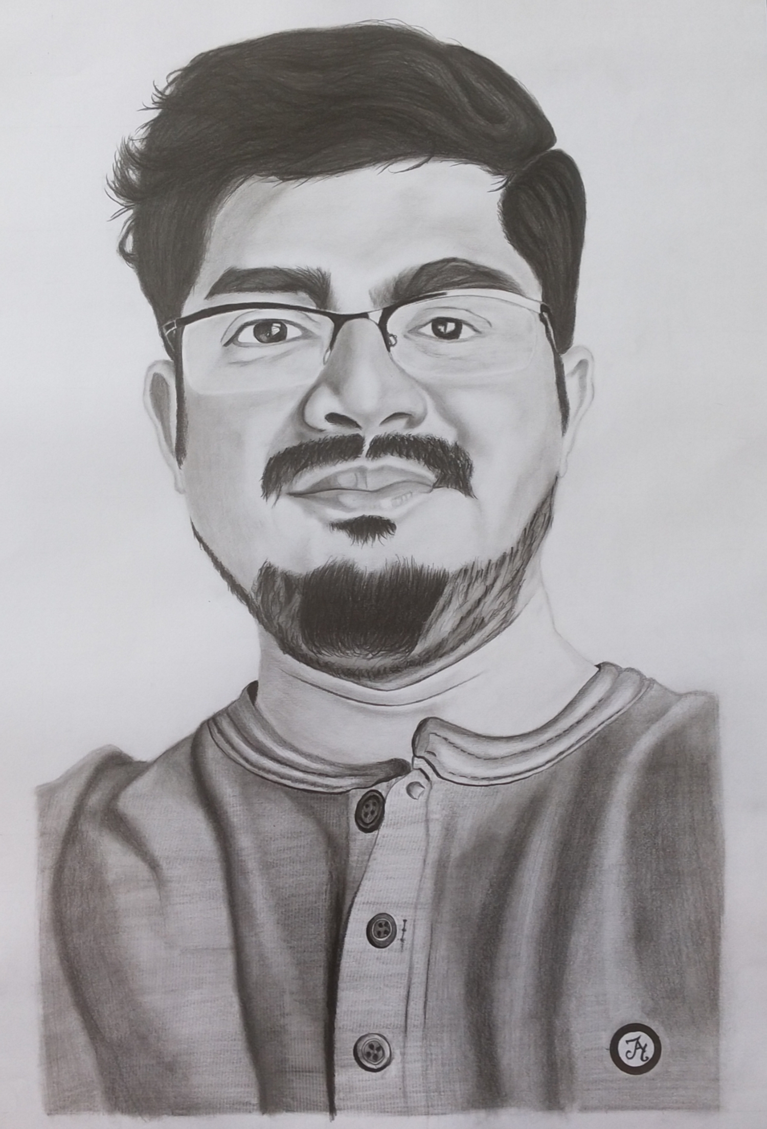 Man With Glasses Portrait Sharma Jay Drawing