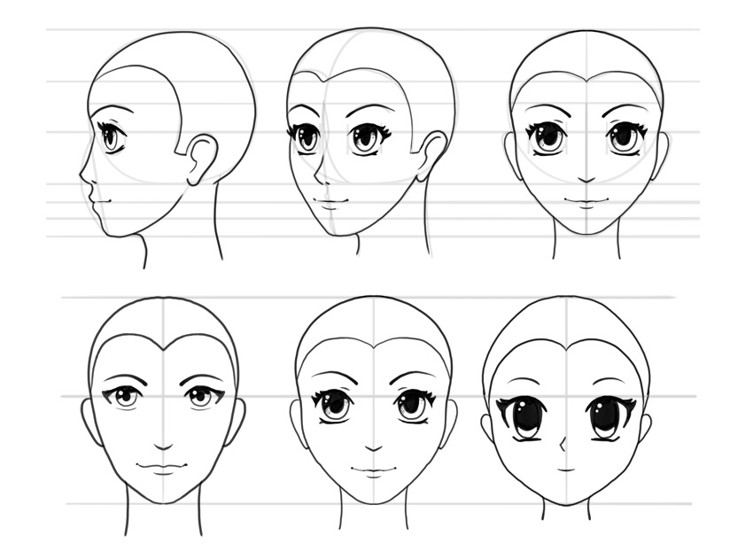 Manga Head Drawing Sketch