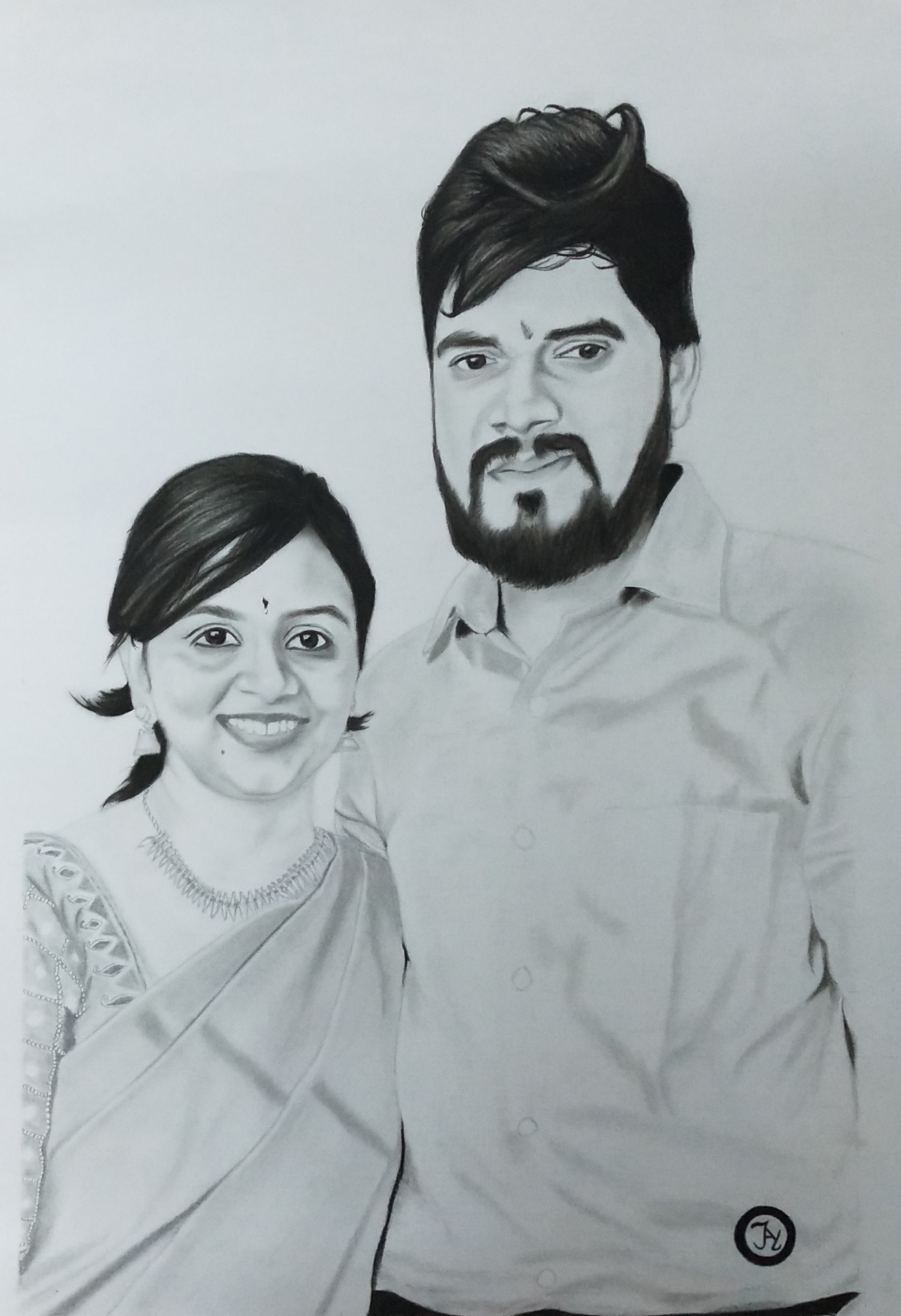 Married Couple Portrait Drawing