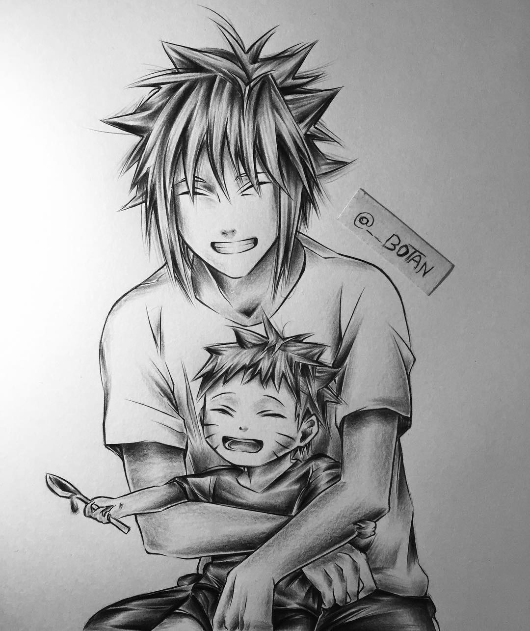 Minato Namikaze Happy With Anime Kid Drawing