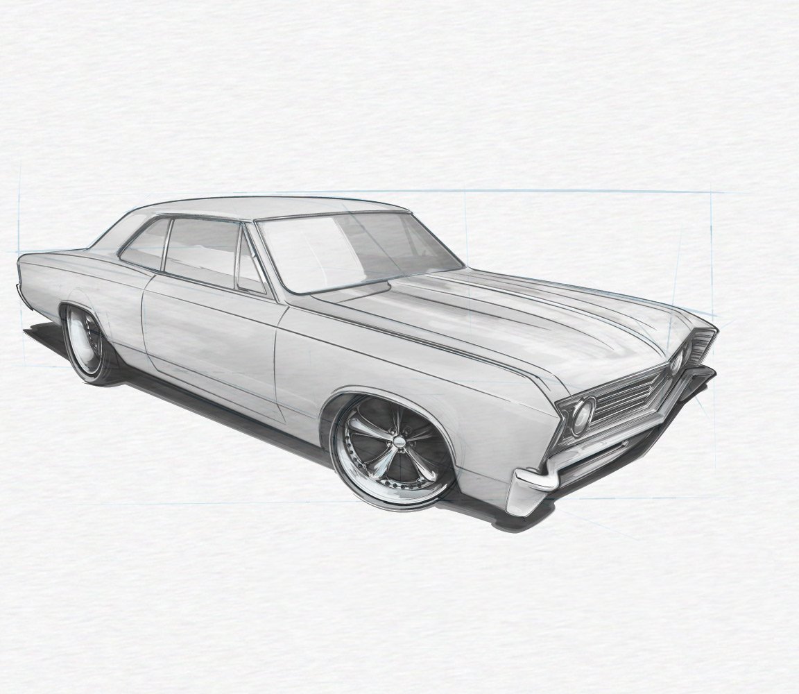 Muscle Car Drawing Realistic