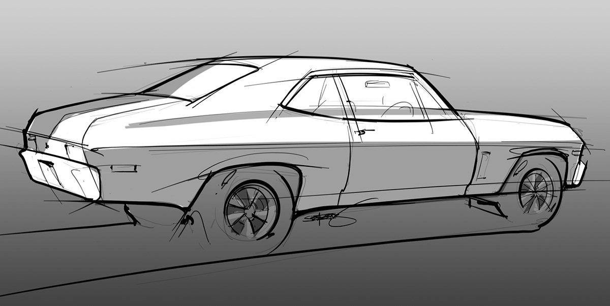 Muscle Car Drawing
