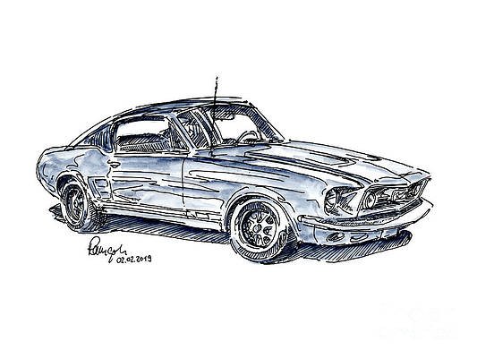 Mustang Car Art Drawing