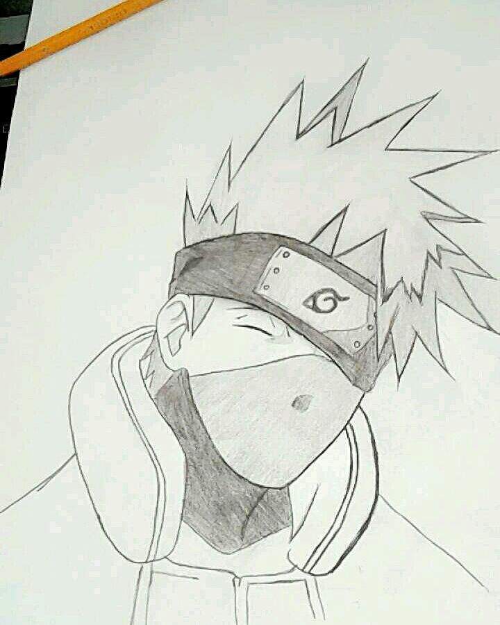 How to draw the face of Kakashi Hatake (Naruto) - SketchOk - step-by-step  drawing tutorials | Kakashi drawing, Easy drawings, Naruto drawings