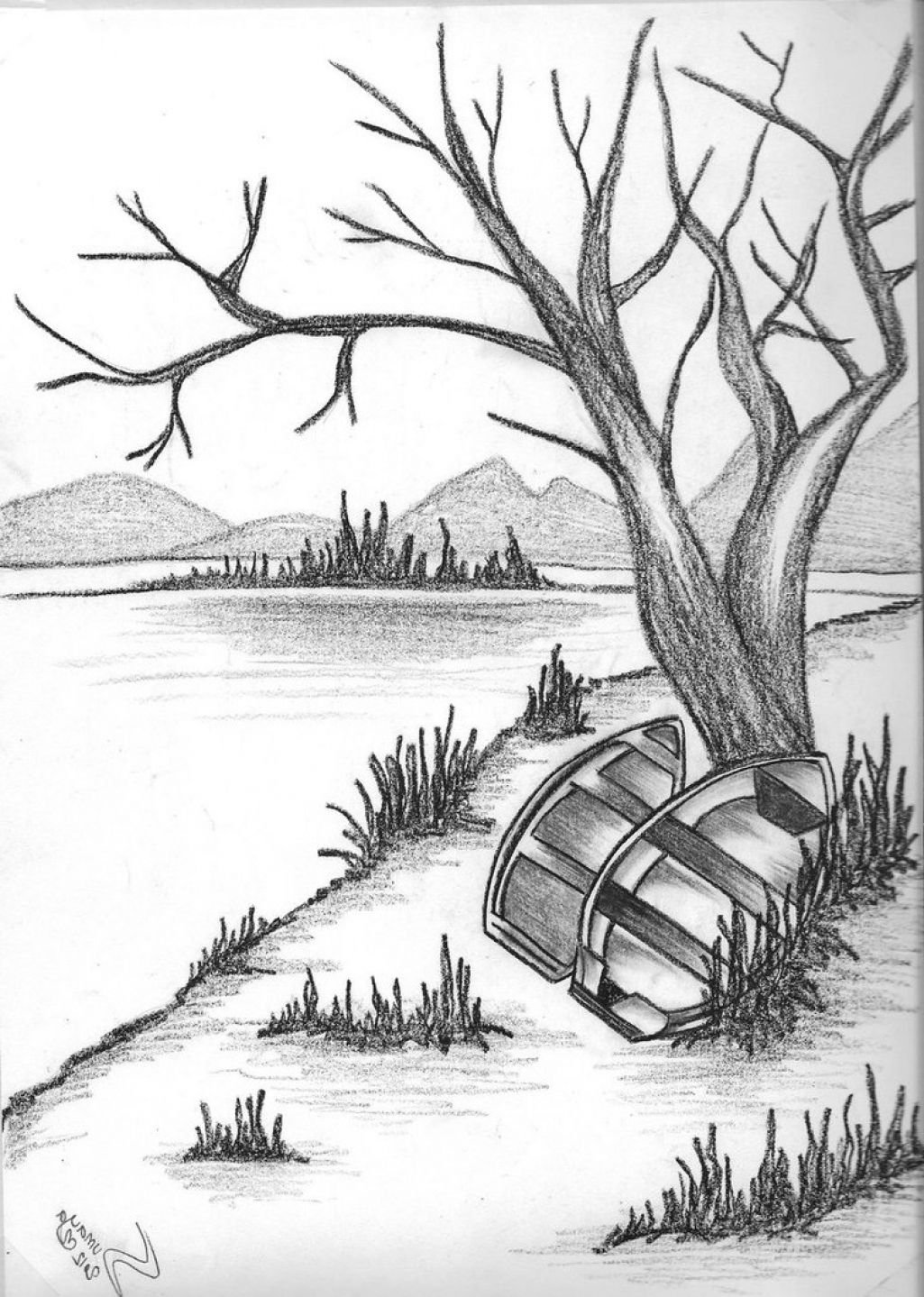 Nature Sketch Drawing Image - Drawing Skill