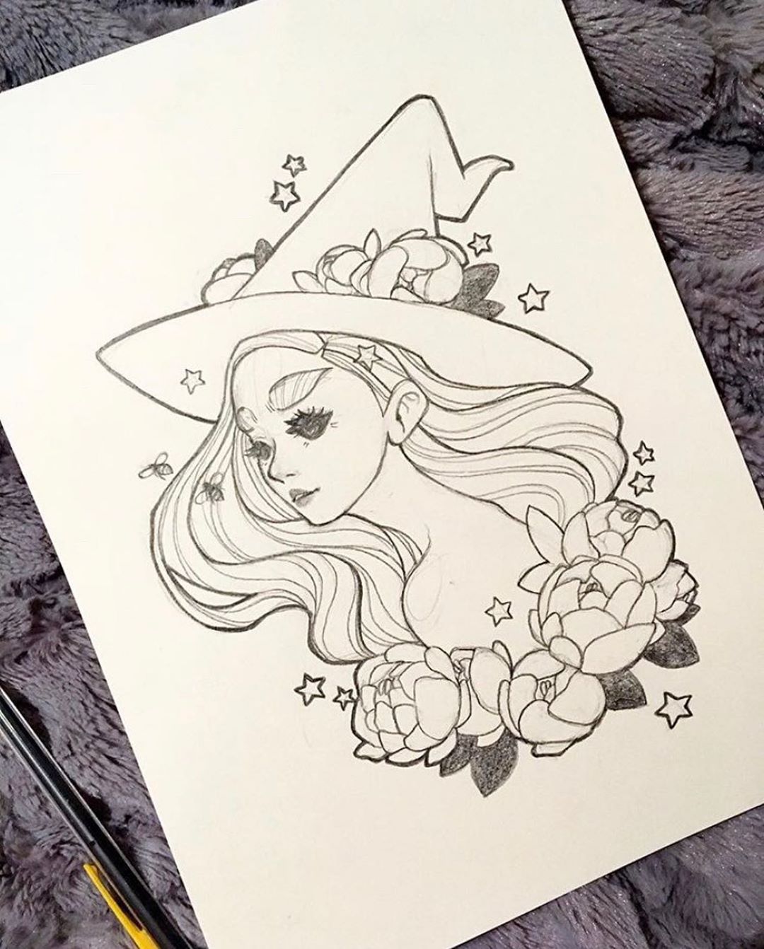 Peony Witch Drawing