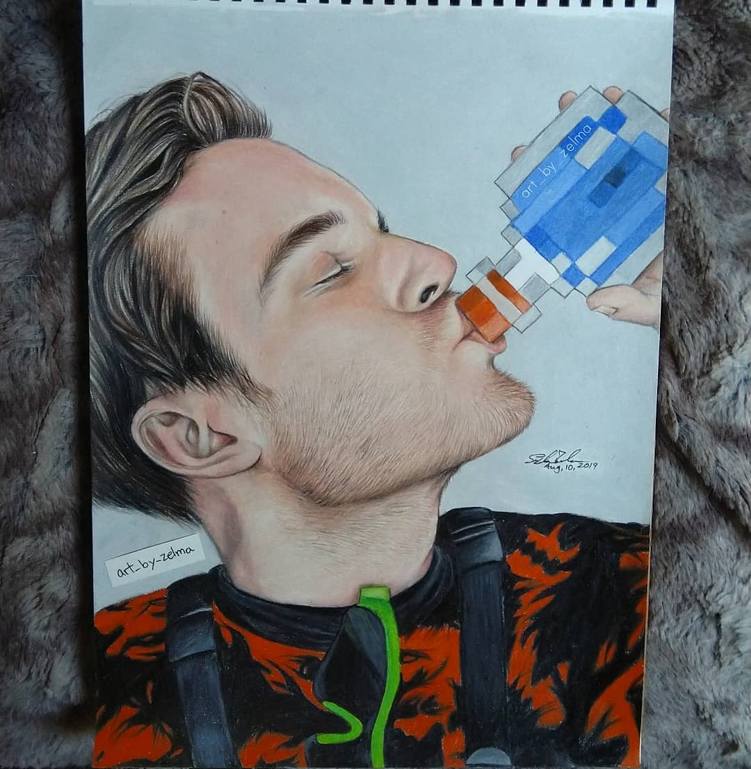 PewDiePie YouTuber Drawing High-Quality