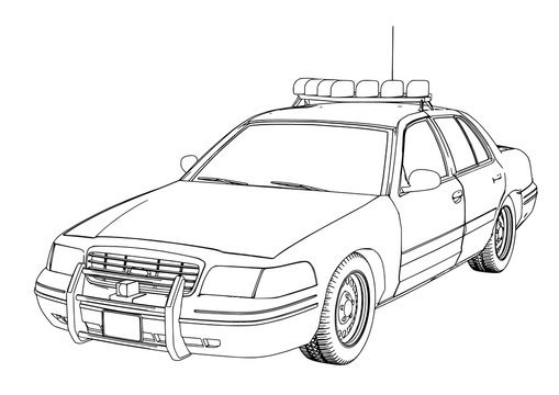 Police Car Drawing, Pencil, Sketch, Colorful, Realistic Art Images ...