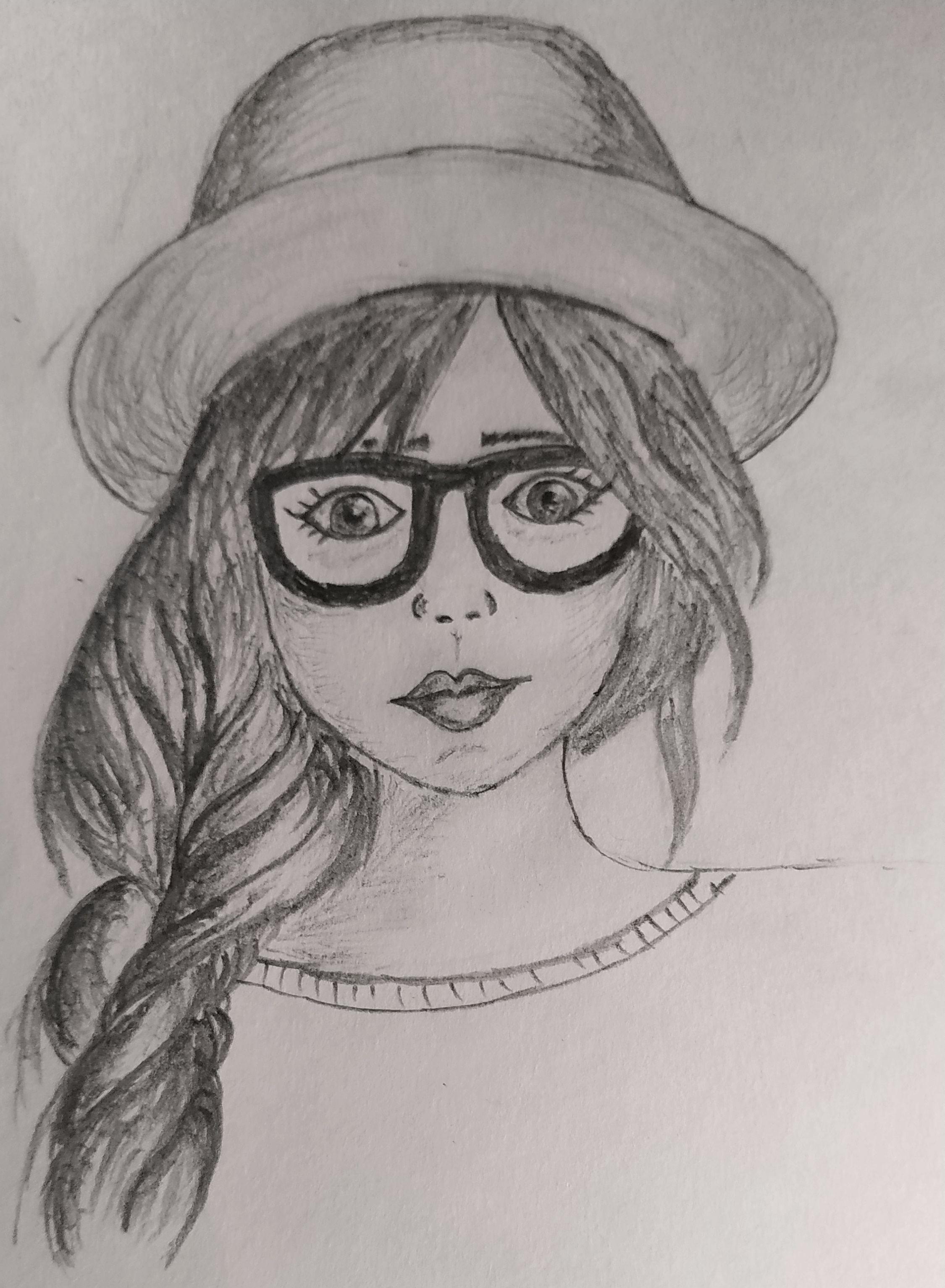 Preety Girl Wearing Specs Drawing