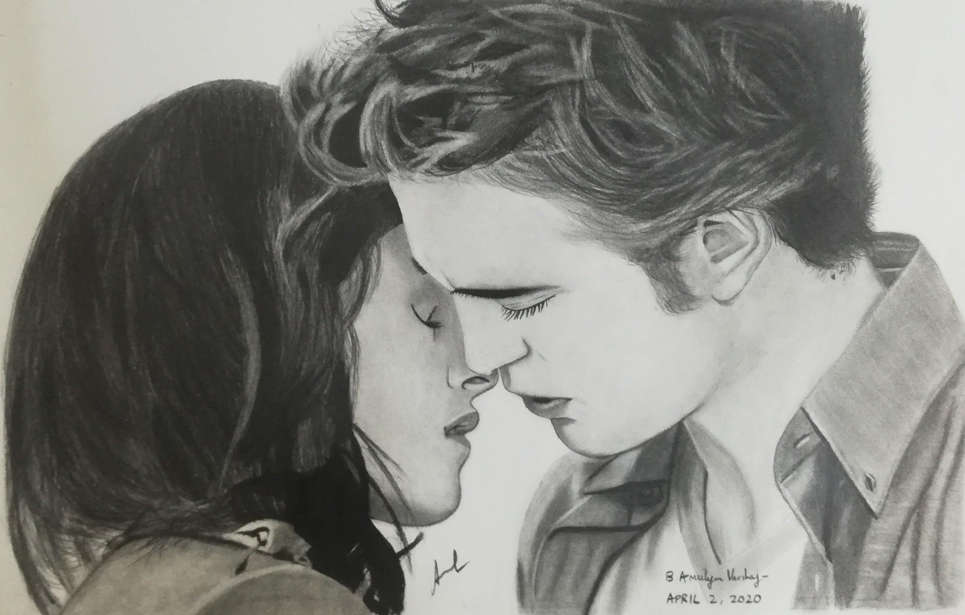 Robert Pattinson and Kristen Stewart Realistic Twilight Drawing