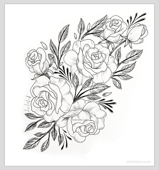 Rose Flower sketch design – Designsketch.in