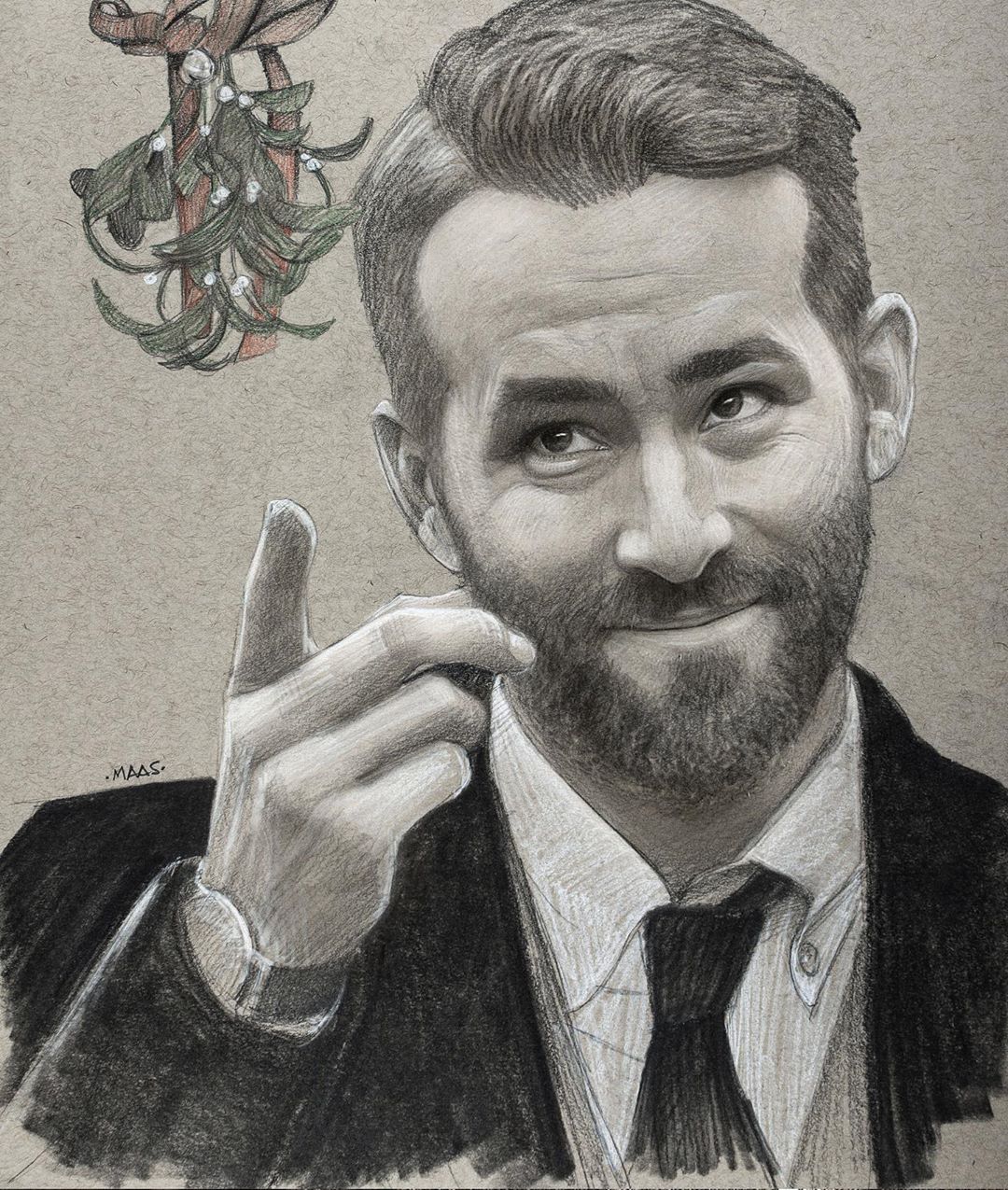 Ryan Reynolds Mistletoe Drawing