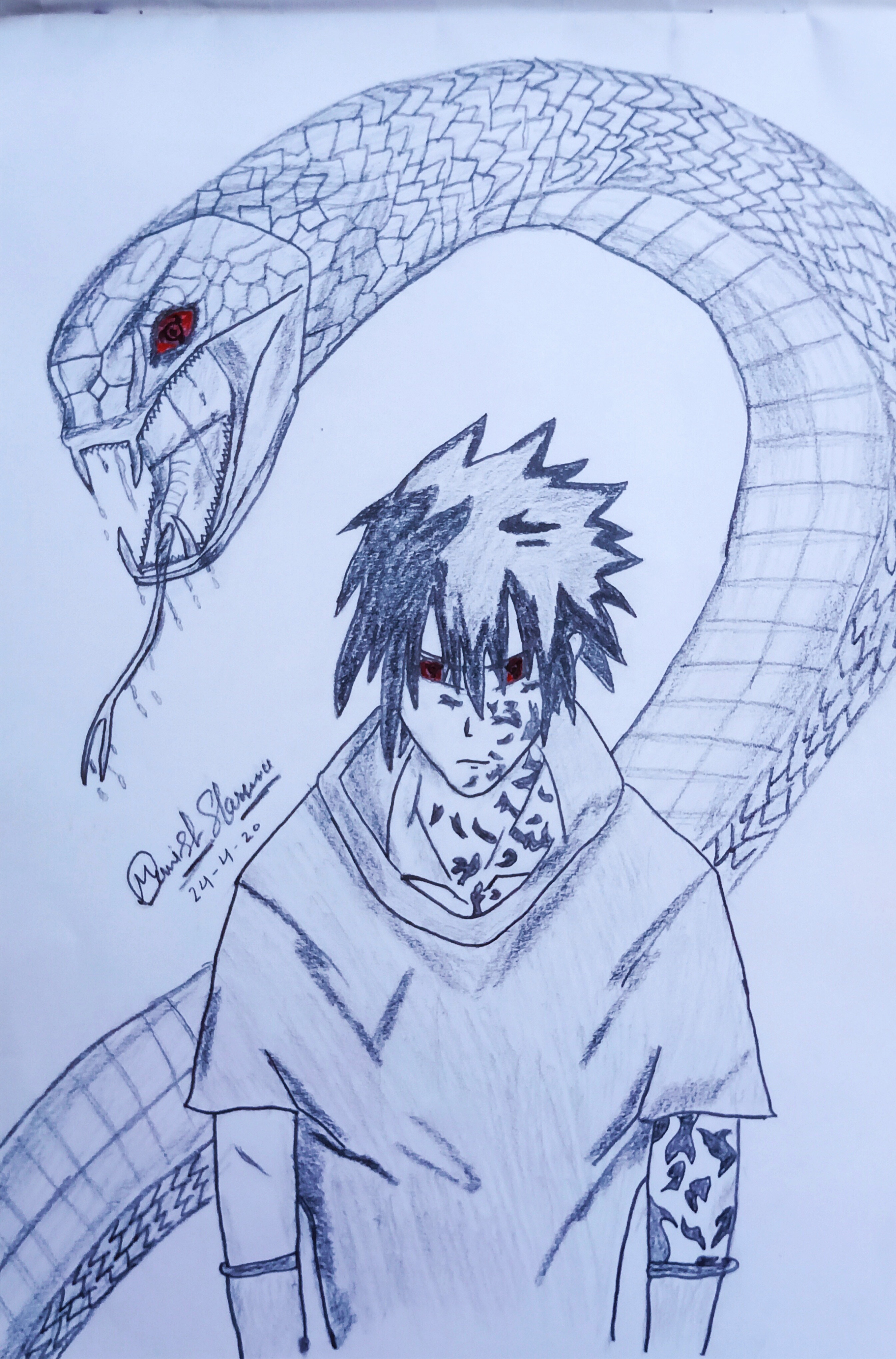 Sasuke Uchiha Summoning Snake Drawing
