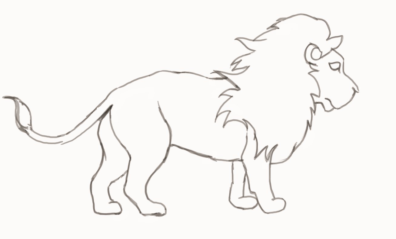 Simple Lion Drawing Pic