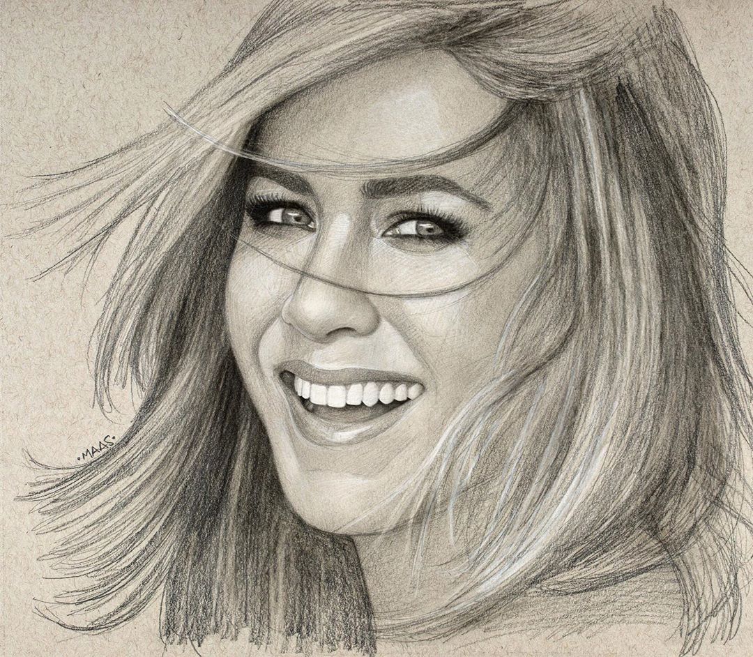 Smiling Jennifer Aniston Drawing