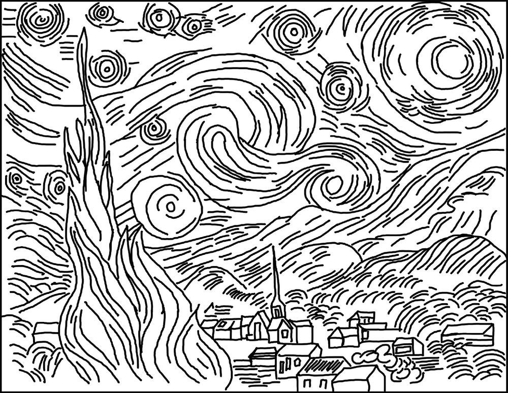 Starry Night Drawing Image