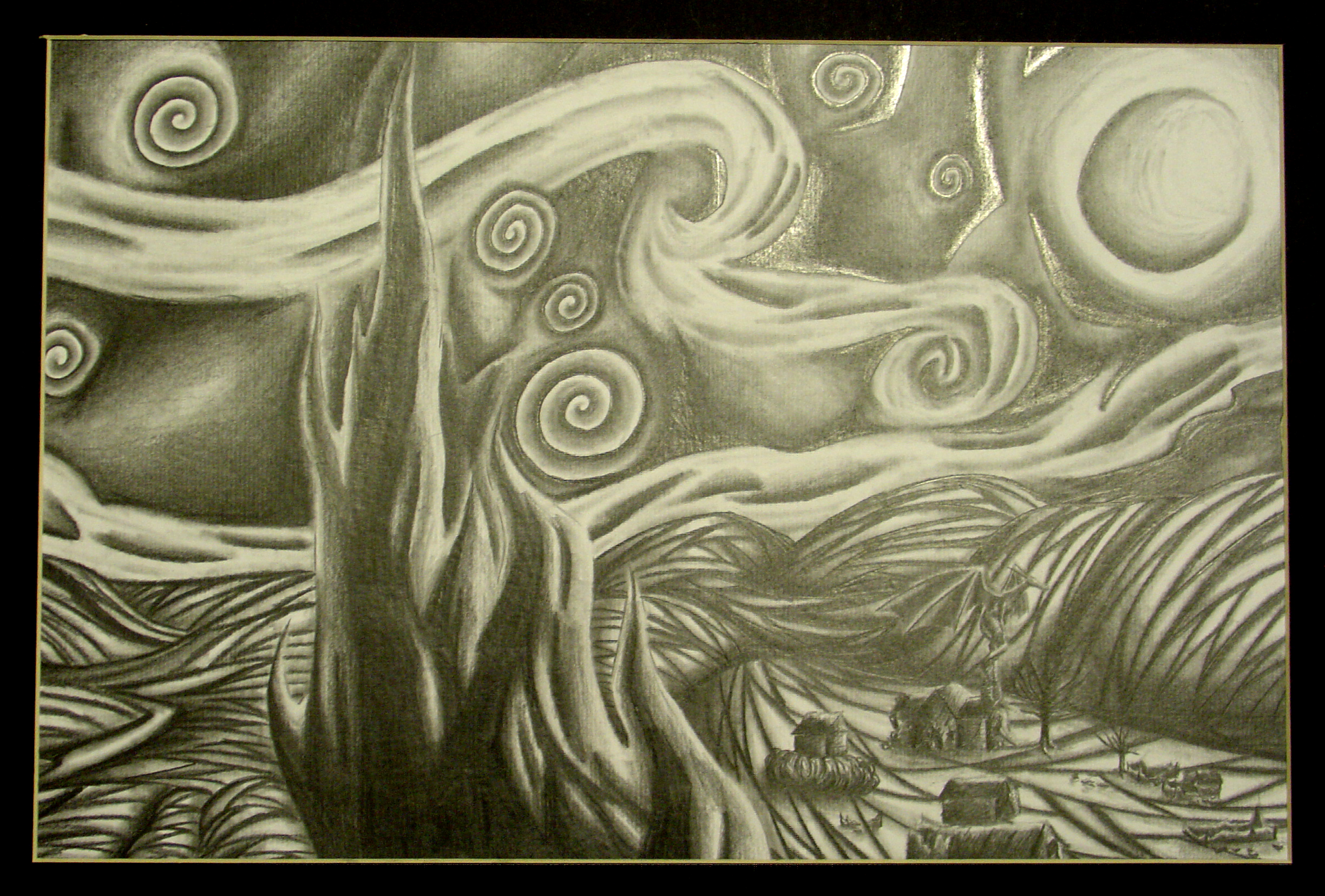 Starry Night Drawing Sketch