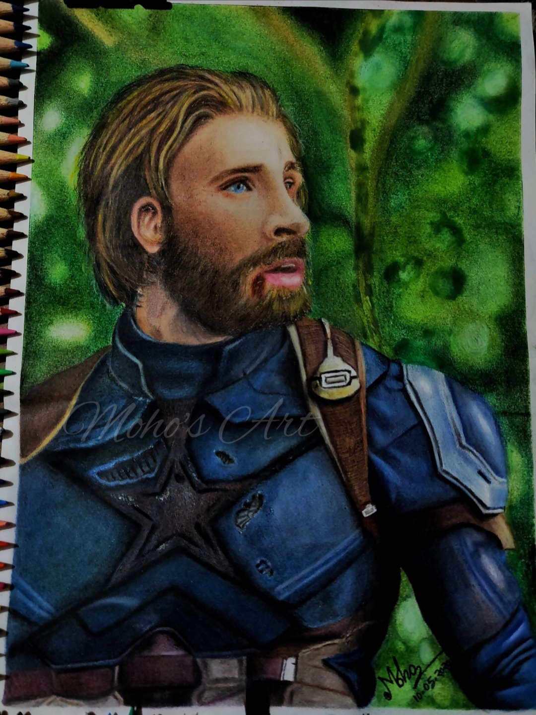 Steve Rogers A.K.A Captain America (Infinity Suit) Color Pencil Drawing