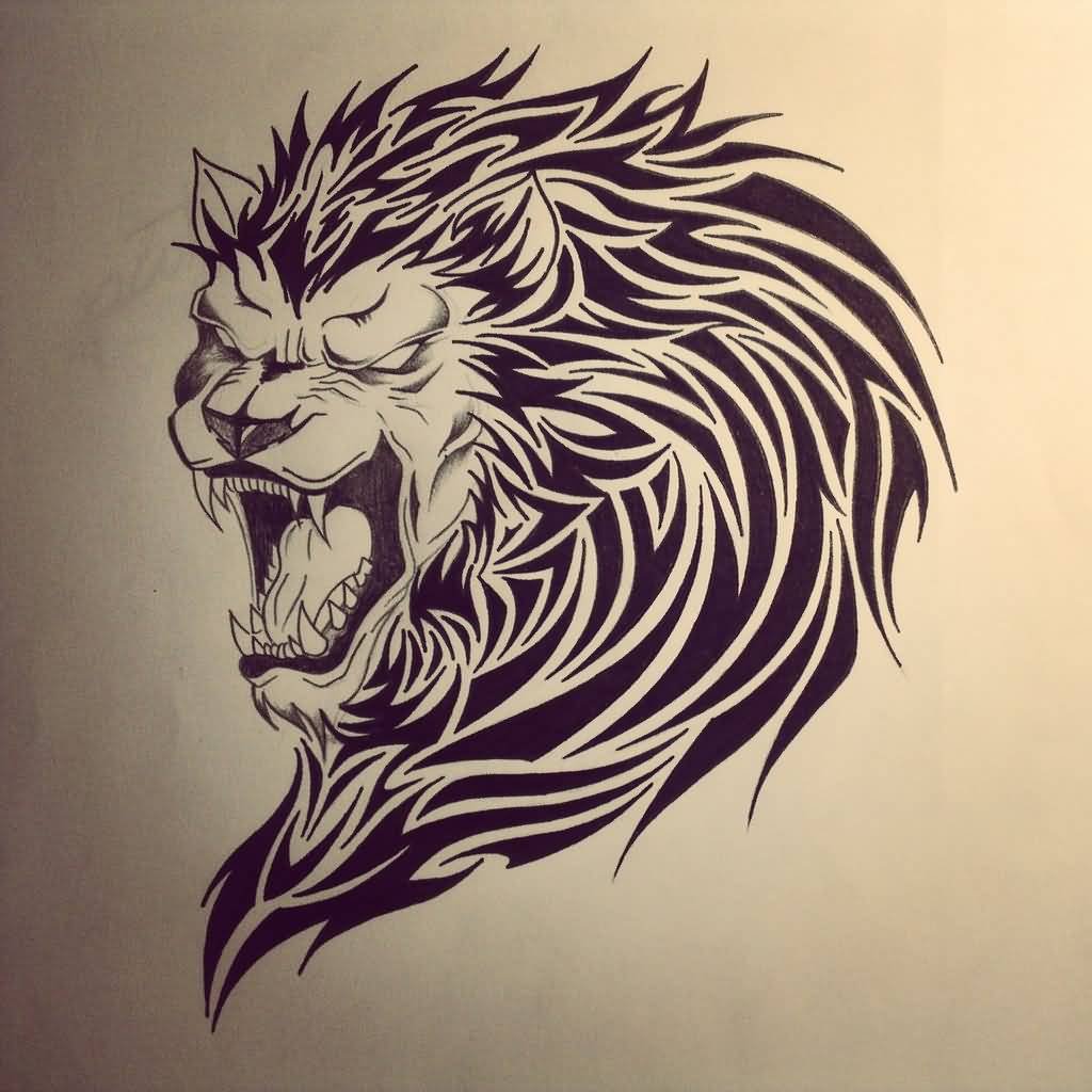 Tribal Lion Art Drawing