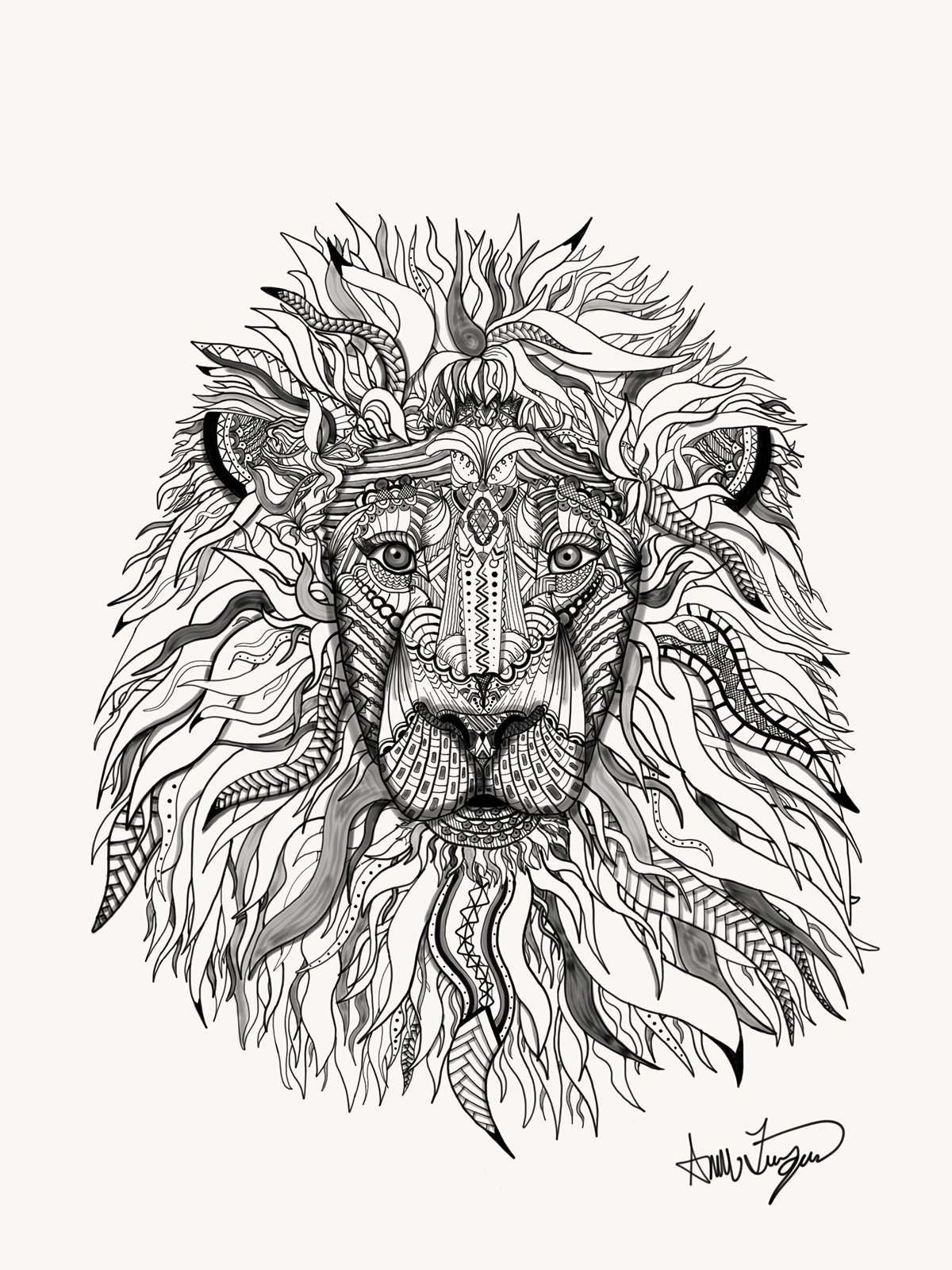 Tribal Lion Drawing Realistic