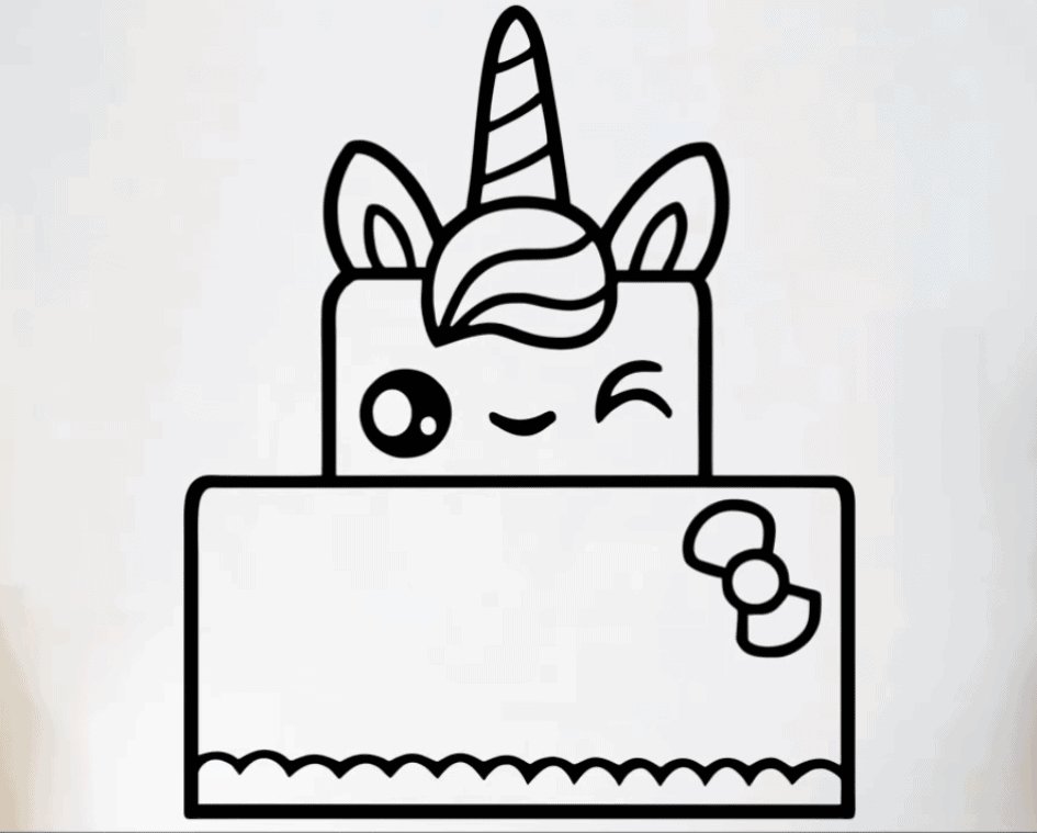 Unicorn Cake Drawing High-Quality